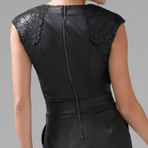 WHBM NWT WITH POCKETS! WASHABLE Coated Denim Lace Dress Faux Leather MANY SIZES - Picture 8 of 8